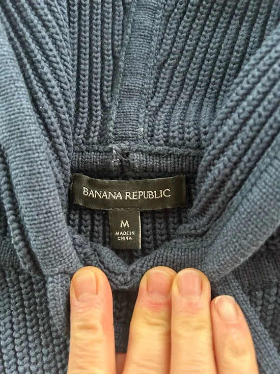 Banana Republic Navy Knit Hooded Pullover Sweater - Picture 3 of 10